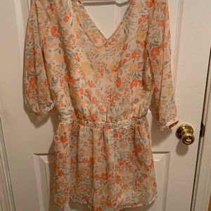 V neck floral romper